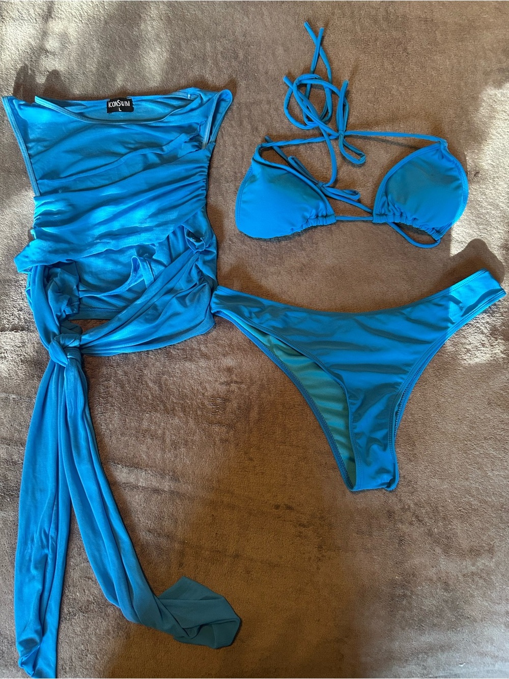 Icon Swim Bright Blue Mesh Bikini Set Large
